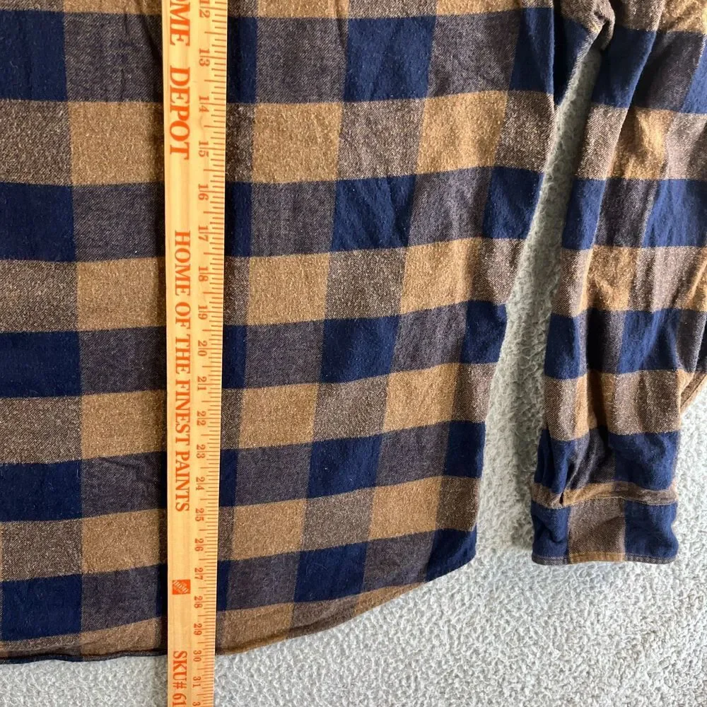 J. Crew Shirt Mens Extra Large Blue Brown‎ Check Flannel Button Up Midweight